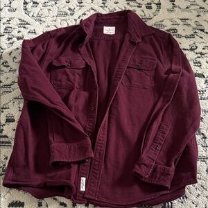 American Eagle Outfitters Maroon Casual Button Down Shirt